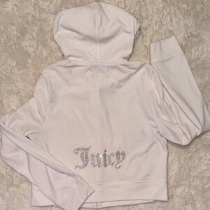 White Juicy zip up jacket with rhinestone logo